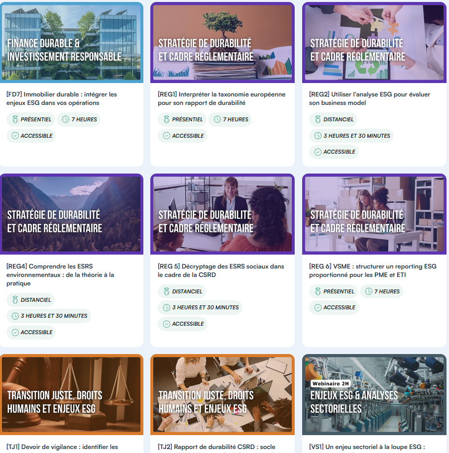 Formations proposées par Novethic